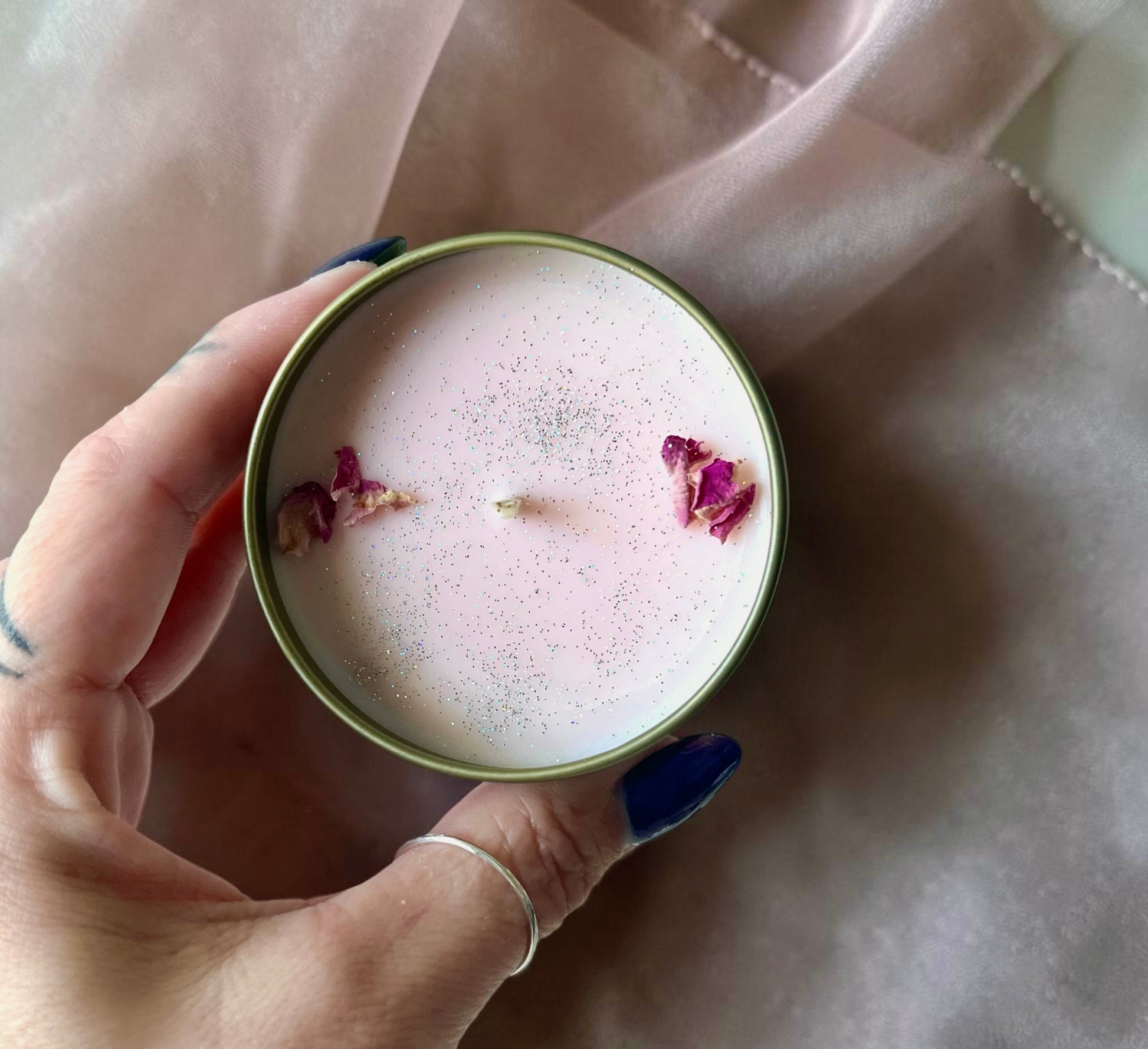 Aphrodite 4 oz Travel Tin Candle | Pure Soy Candle Bloomspell Apothecary