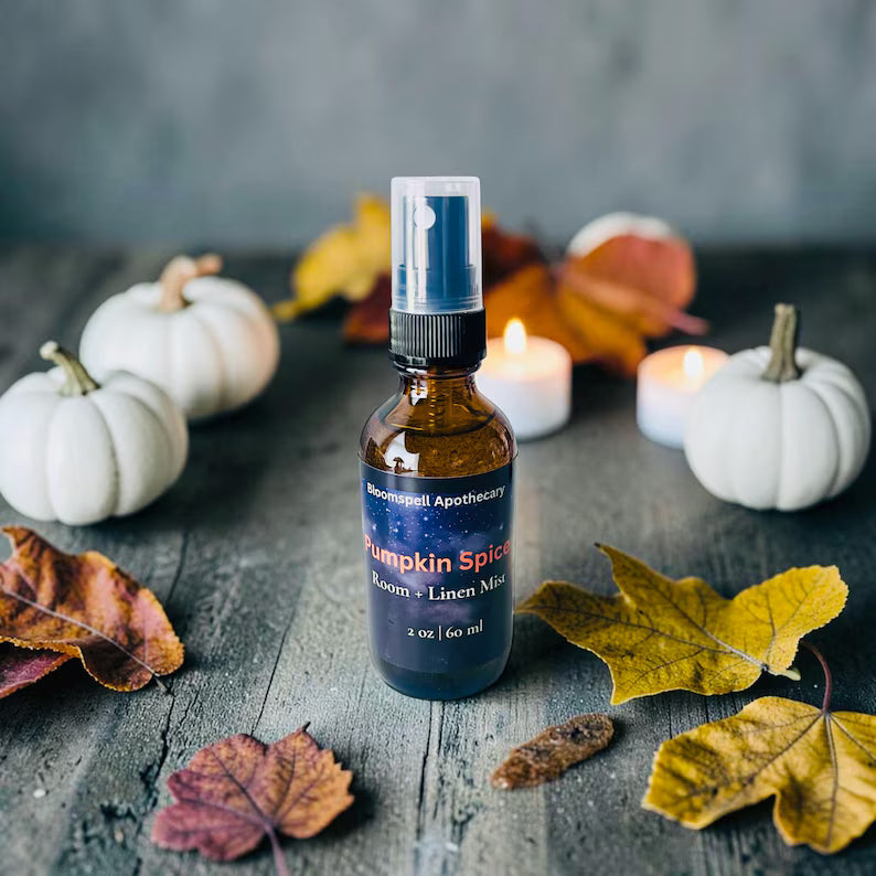 Pumpkin Spice Room + Linen Spray | Fall Room Spray | Pumpkin + Vanilla | Cinnamon, Clove + Nutmeg | 2 oz Bloomspell Apothecary