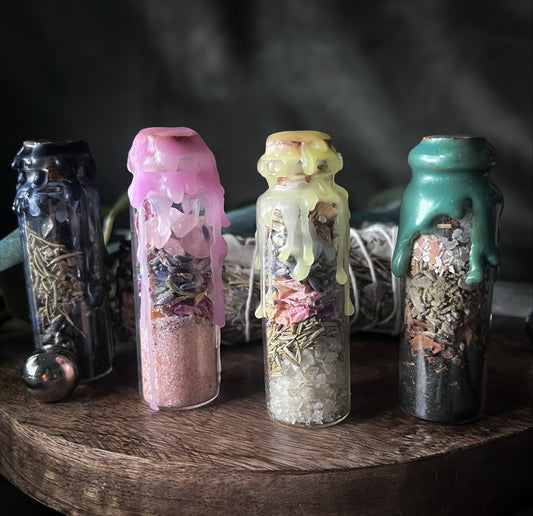Intention Spell Jar - Dried Herbs, Crystals, Dried Flowers